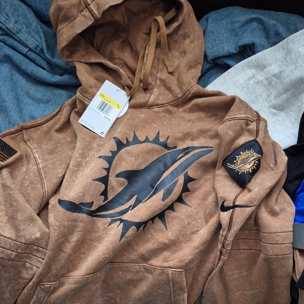 Nike Brown Miami Dolphins Logo Pullover Hoodie